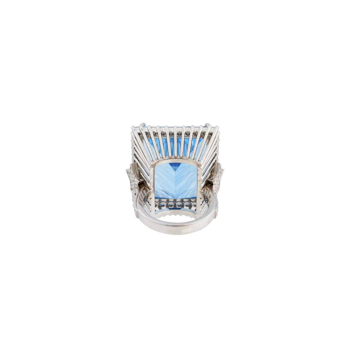 Square Rigel White Gold Swiss Blue Topaz Ring