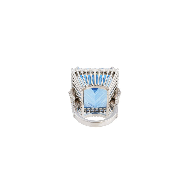 Square Rigel White Gold Swiss Blue Topaz Ring