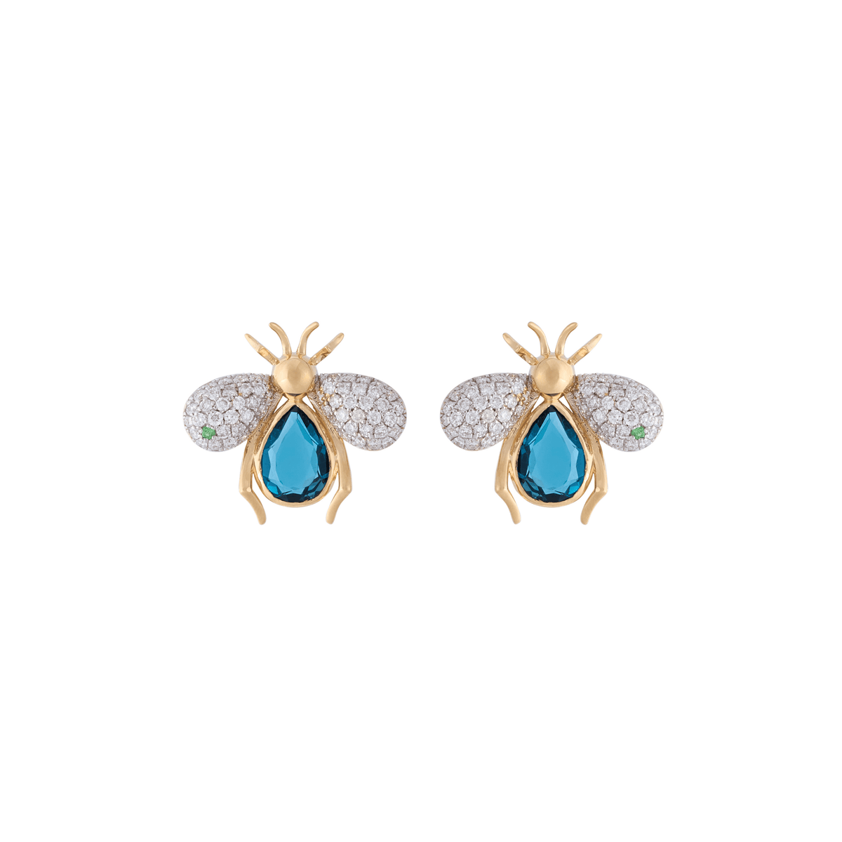 Abeja Real 18k Gold London Blue Topaz Earrings