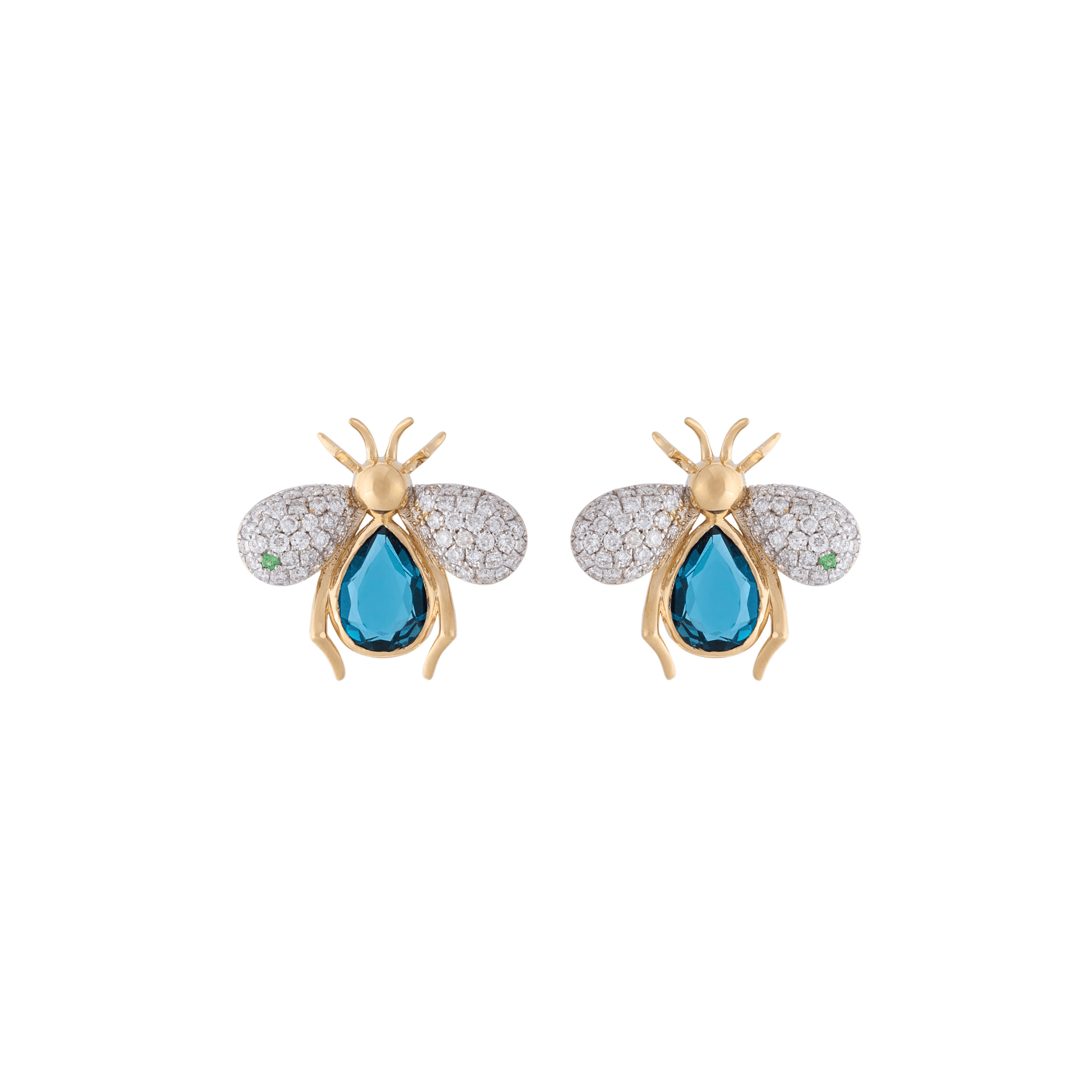 Abeja Real 18k Gold London Blue Topaz Earrings