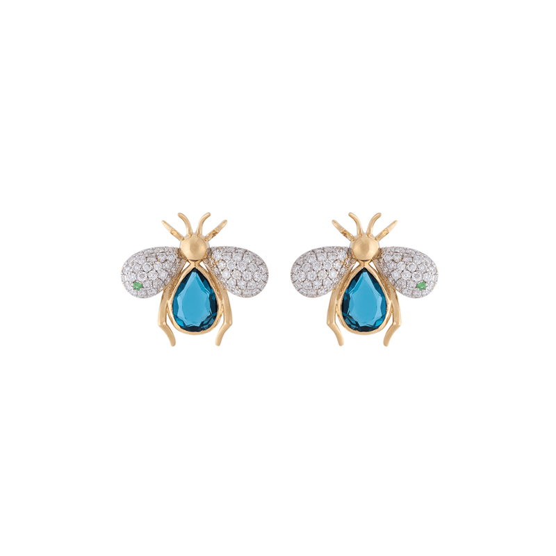 Abeja Real 18k Gold London Blue Topaz Earrings