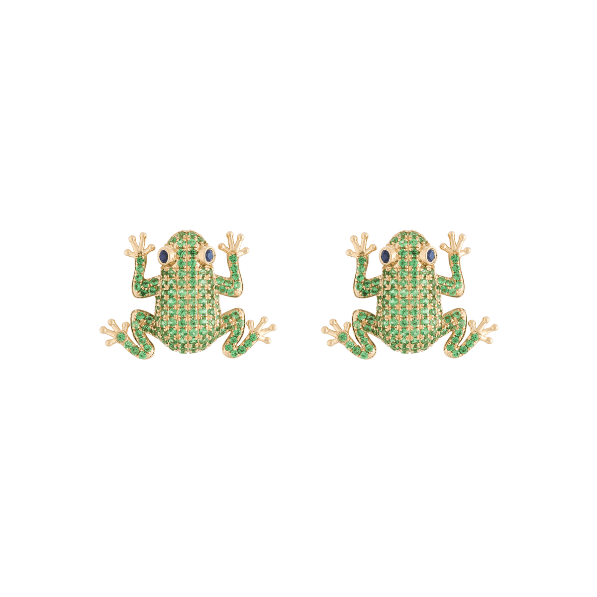 Amazonica Frog 18k Gold Tsavorite Earrings