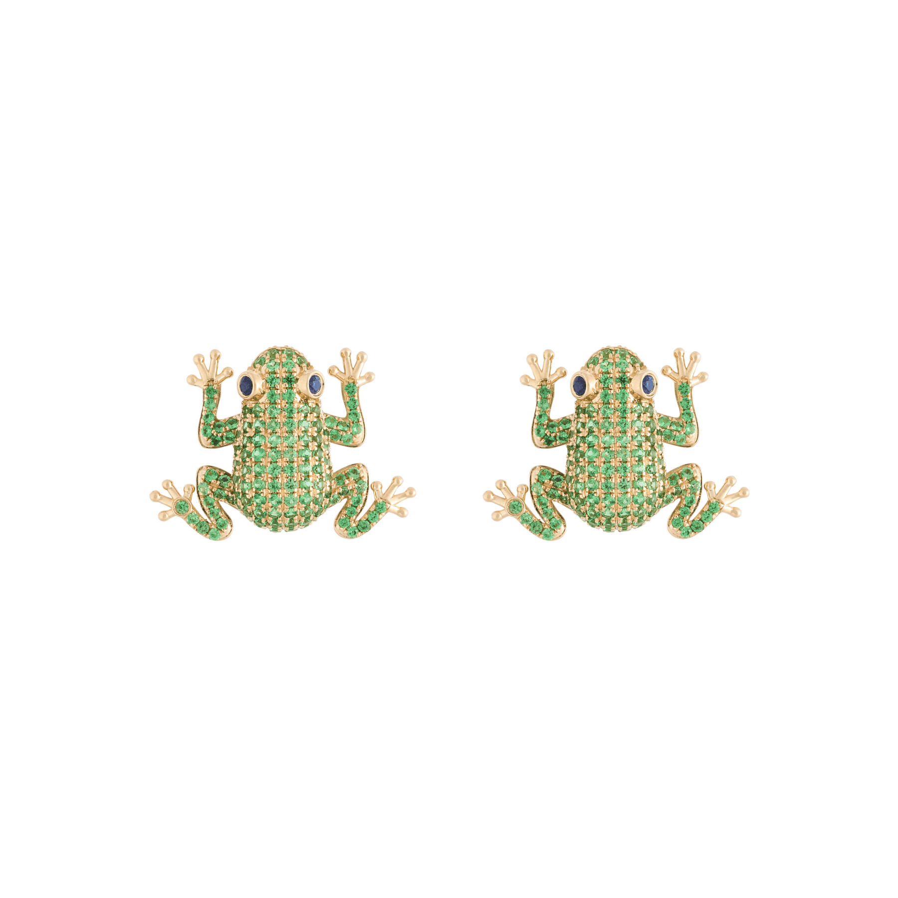 Amazonica Frog 18k Gold Tsavorite Earrings