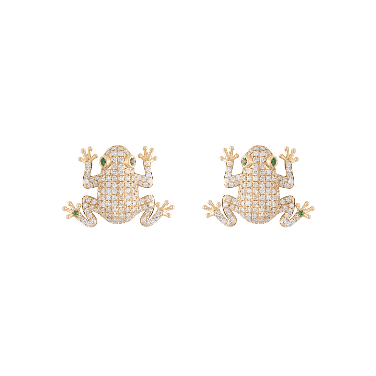 Amazonica Frog 18k Gold Diamond Earrings