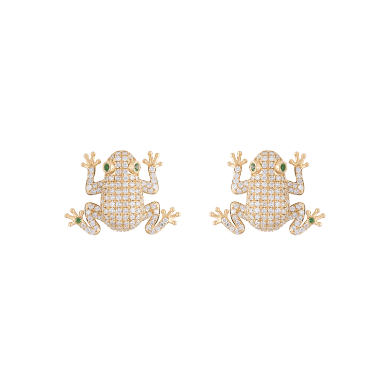 Amazonica Frog 18k Gold Diamond Earrings