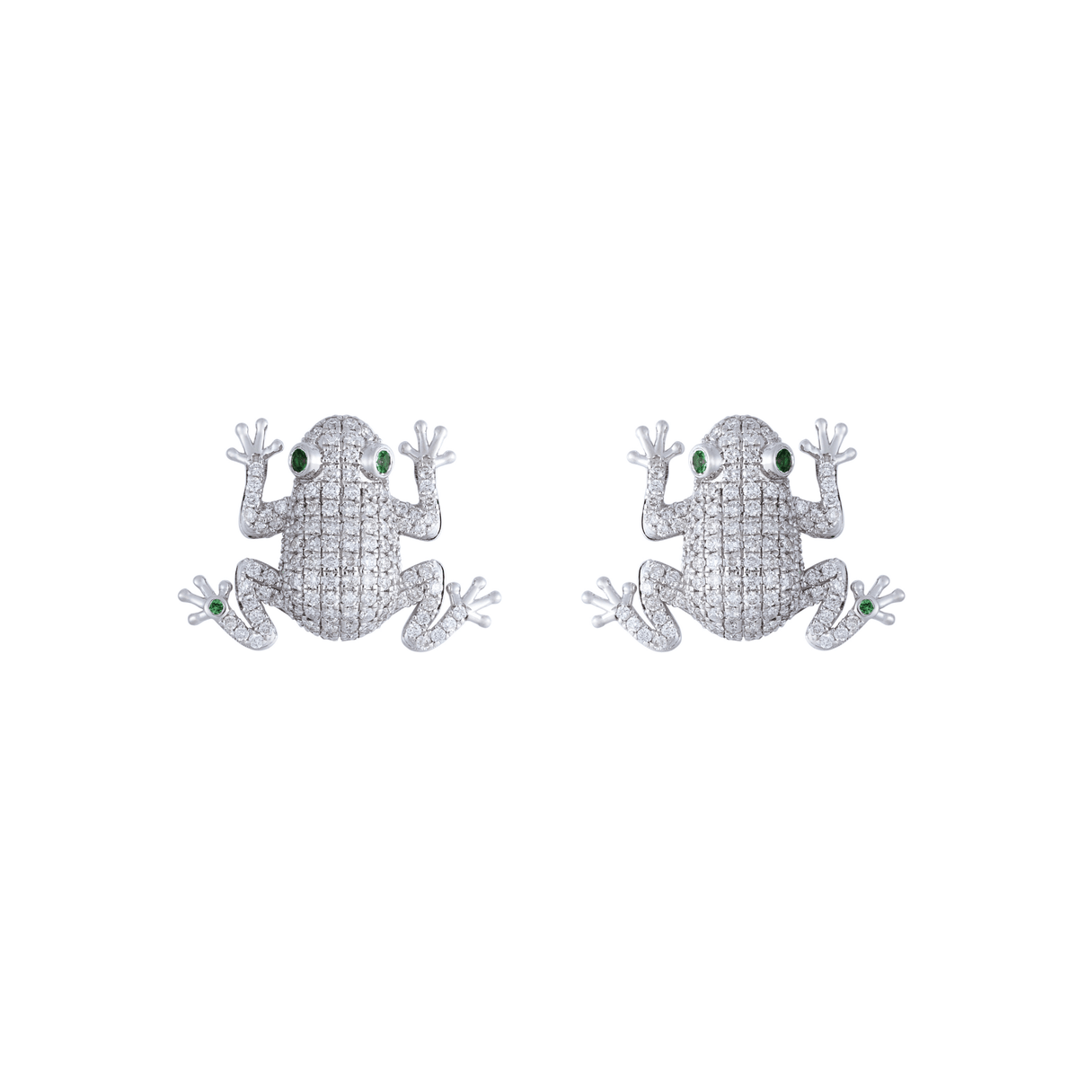 Amazonica Frog White Gold Diamond Earrings