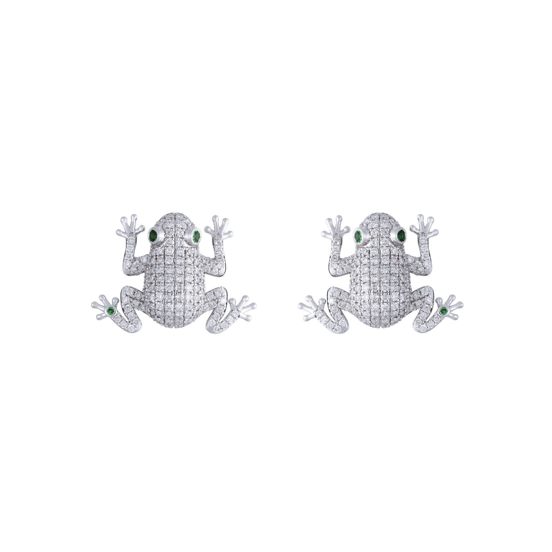 Amazonica Frog White Gold Diamond Earrings