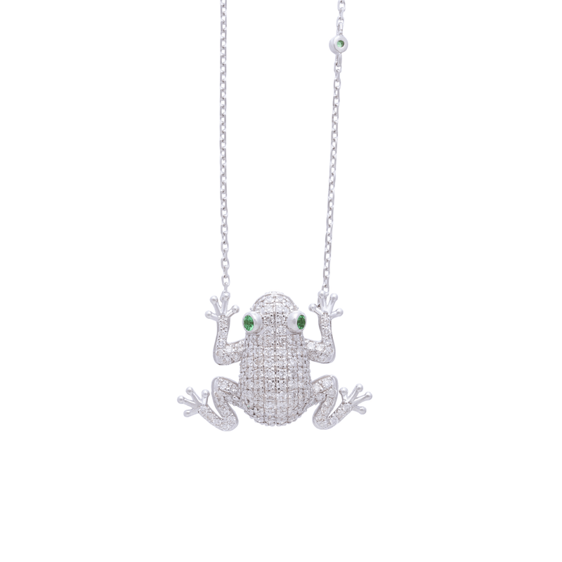 Amazonica Frog White Gold Diamond Necklace