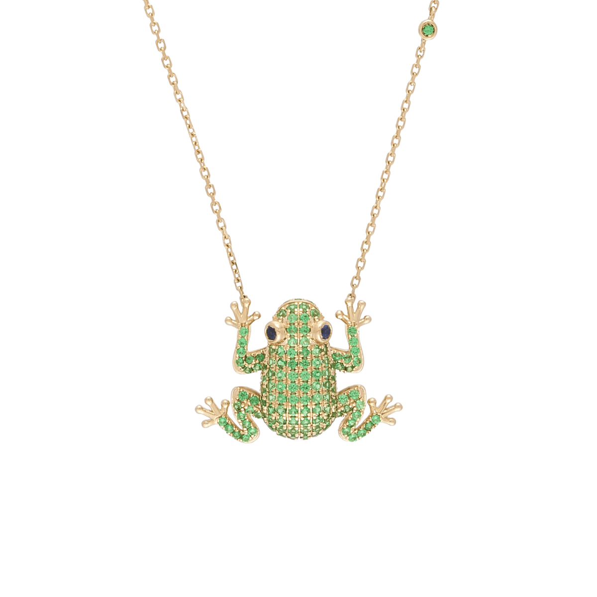 Amazonica Frog 18k Gold Tsavorite Necklace