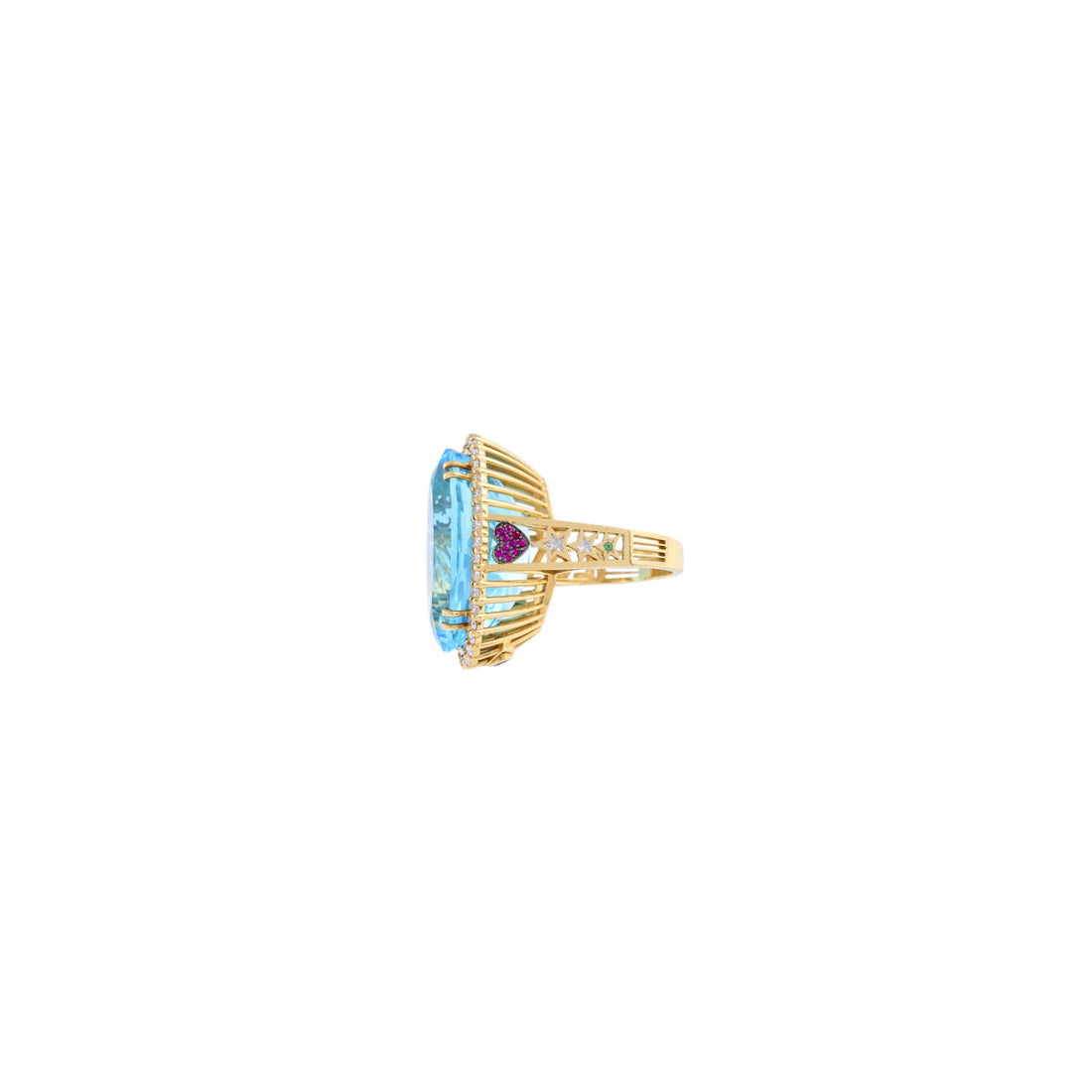 Antares 18k Gold Swiss Blue Topaz Ring