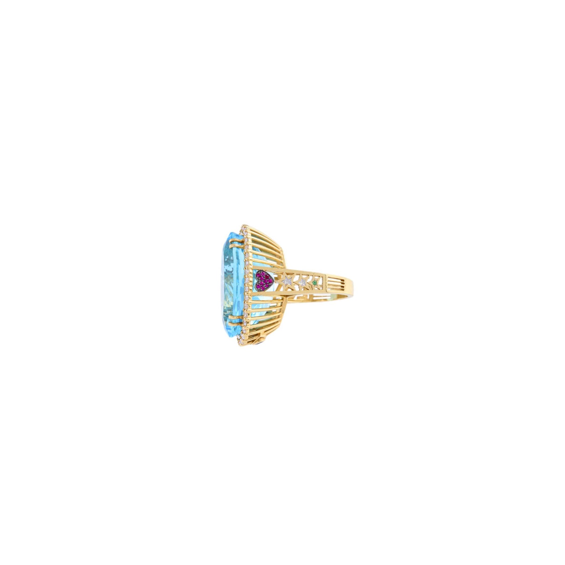 Antares 18k Gold Swiss Blue Topaz Ring