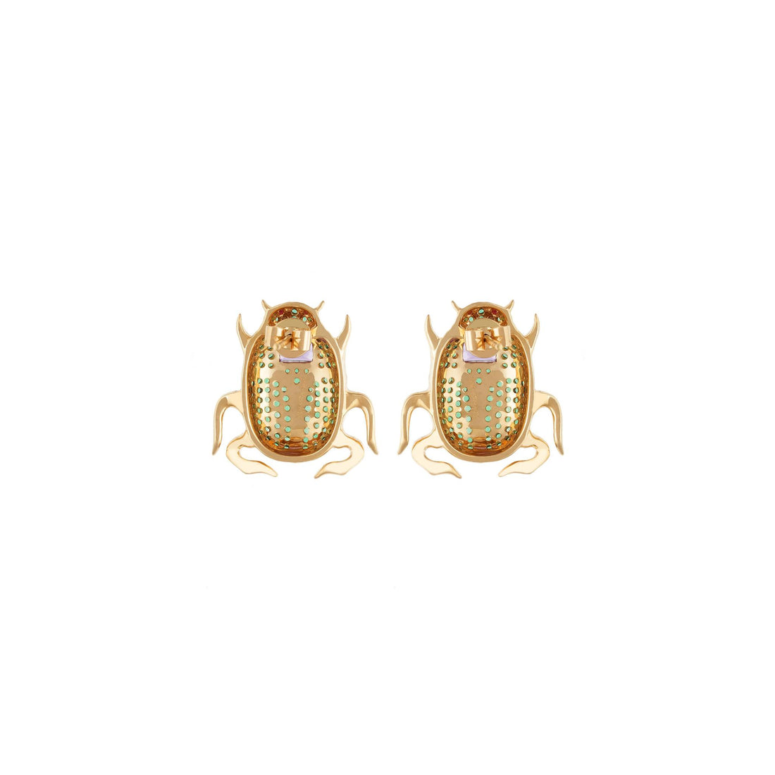 Delirio Beetle 18k Gold Emerald Earrings