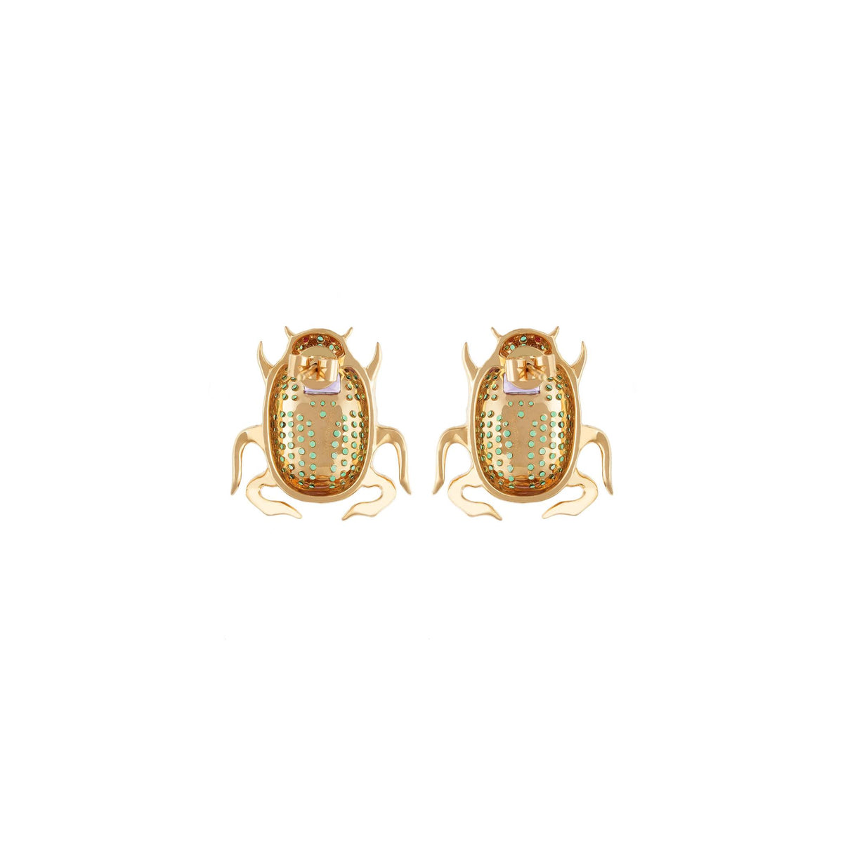 Delirio Beetle 18k Gold Emerald Earrings