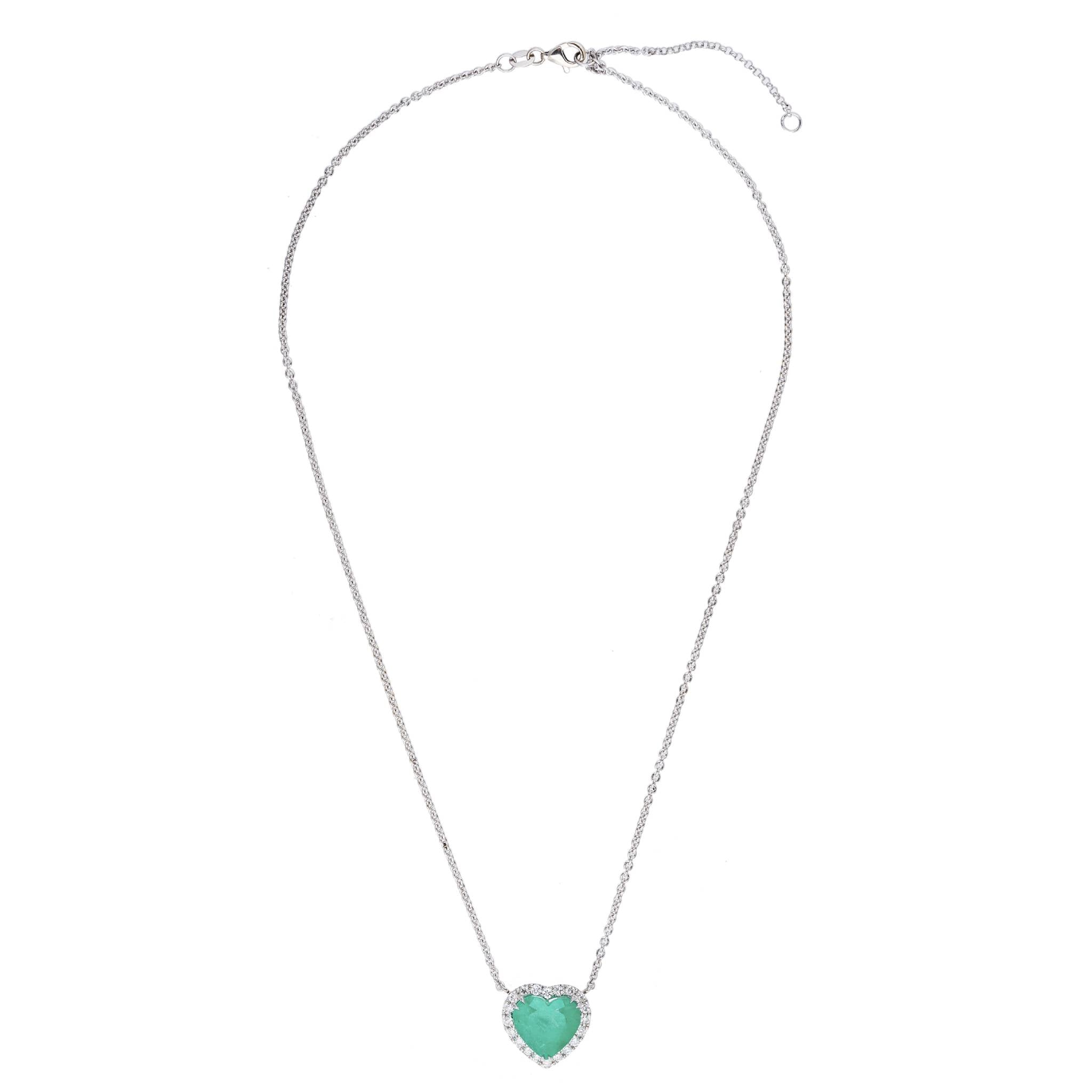 Aldebaran Heart Emerald Necklace White Gold