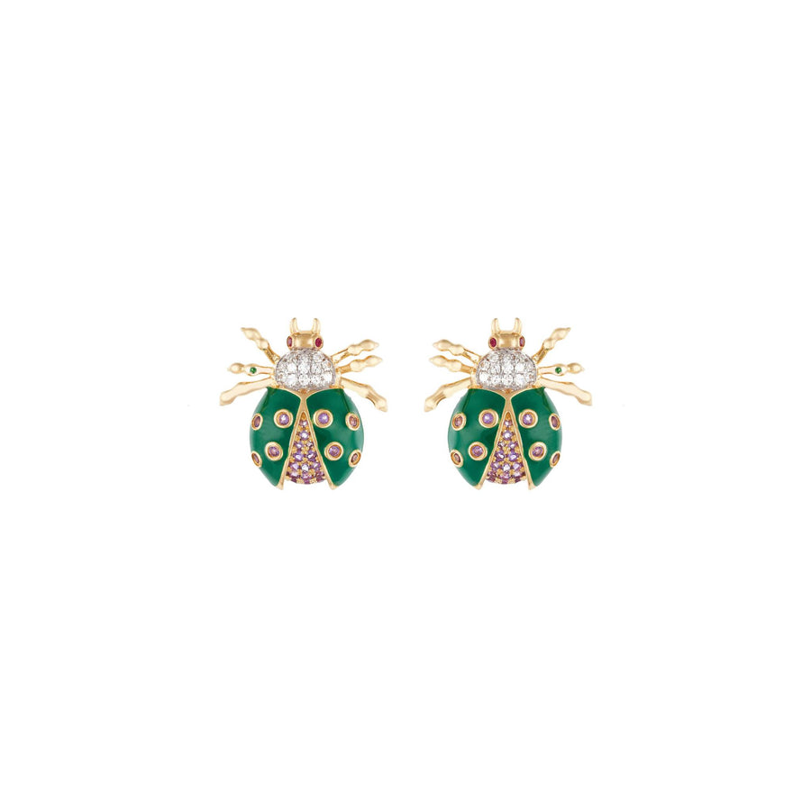 Royal Green Ladybug Earrings