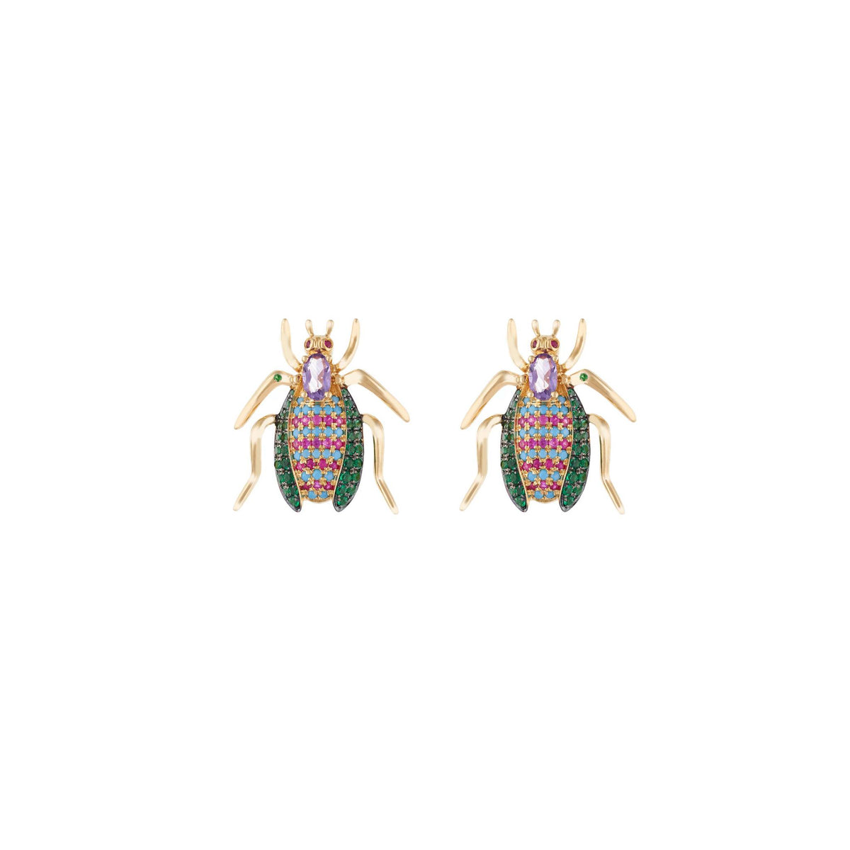 Sugar Beetle 18k Gold Gemstones Earrings