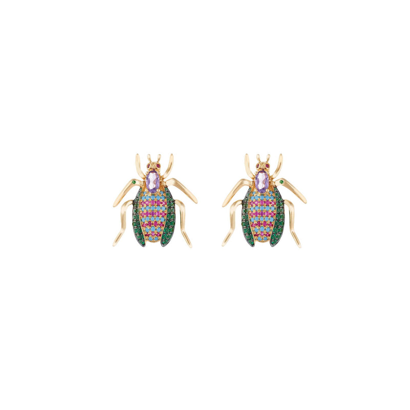 Sugar Beetle 18k Gold Gemstones Earrings