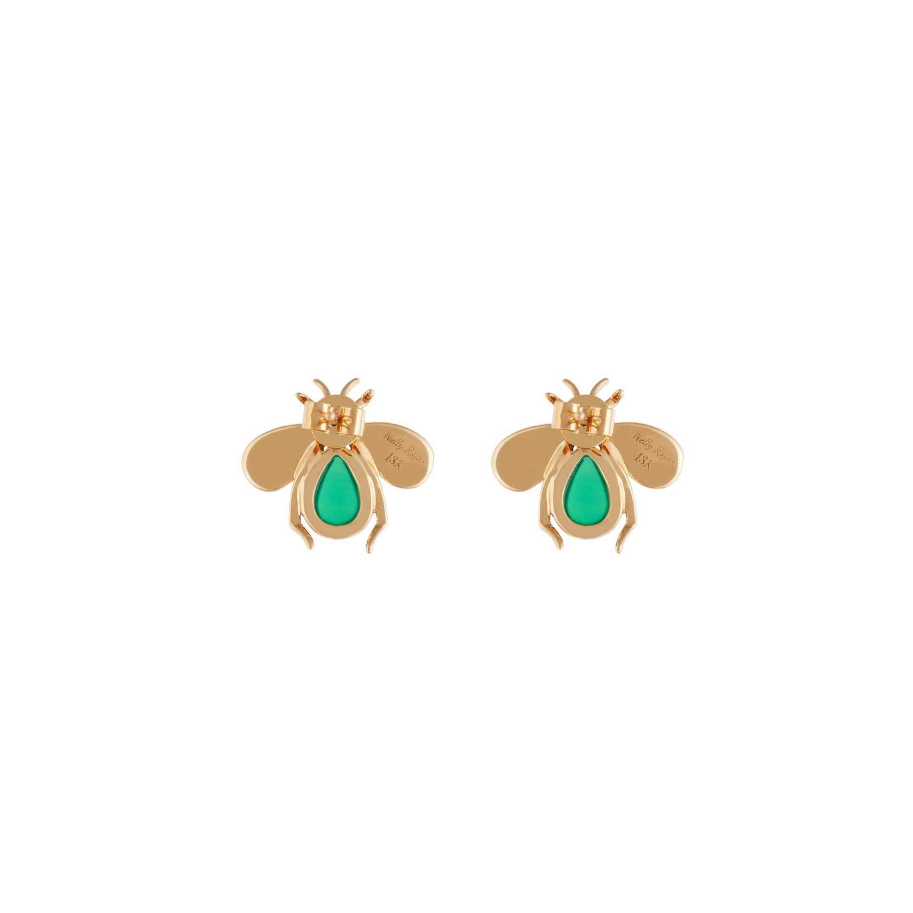 Abeja Real 18k Gold Green Jade Earrings