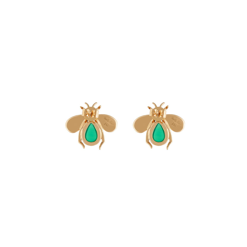 Abeja Real 18k Gold Green Jade Earrings