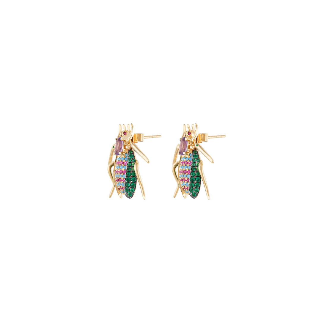 Sugar Beetle 18k Gold Gemstones Earrings