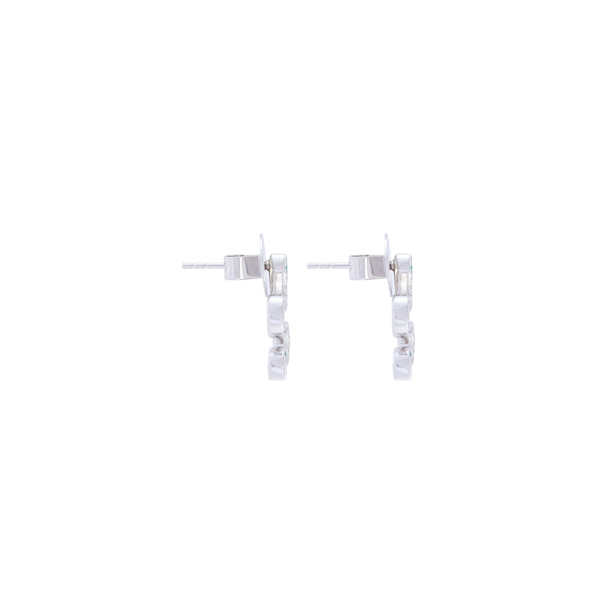 Mini Serpentine Snake White Gold Diamond Earrings