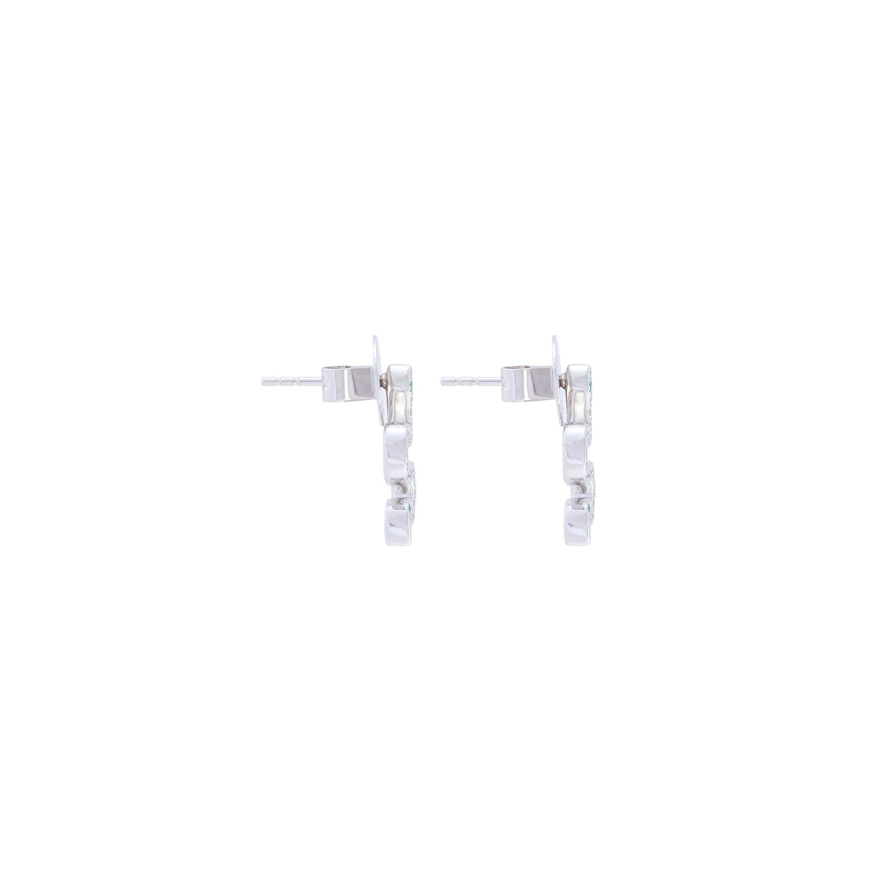 Mini Serpentine Snake White Gold Diamond Earrings