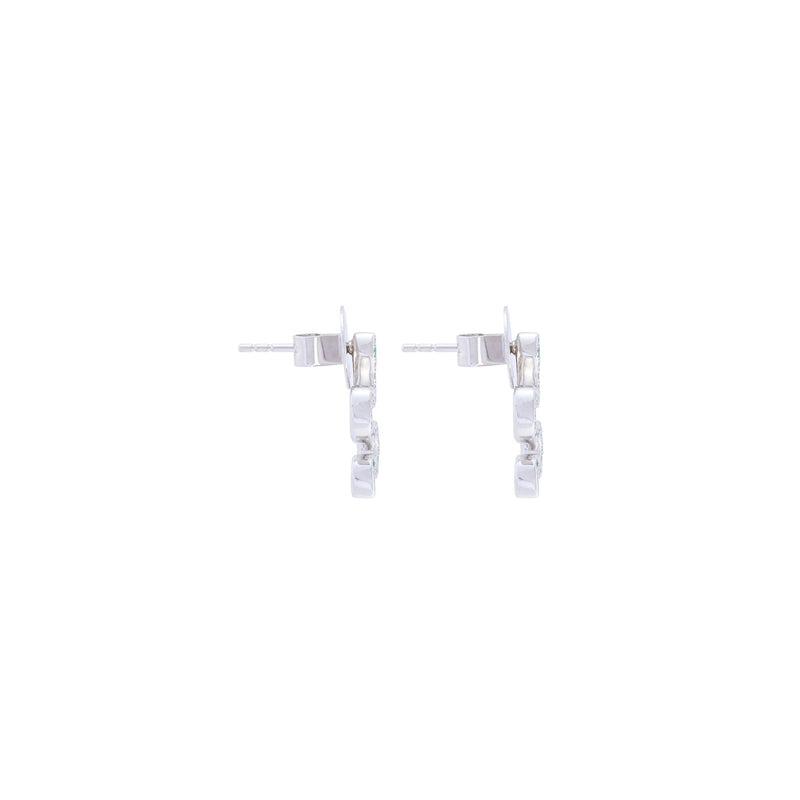 Mini Serpentine Snake White Gold Diamond Earrings