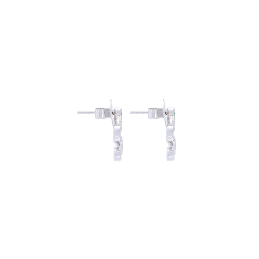 Mini Serpentine Snake White Gold Diamond Earrings