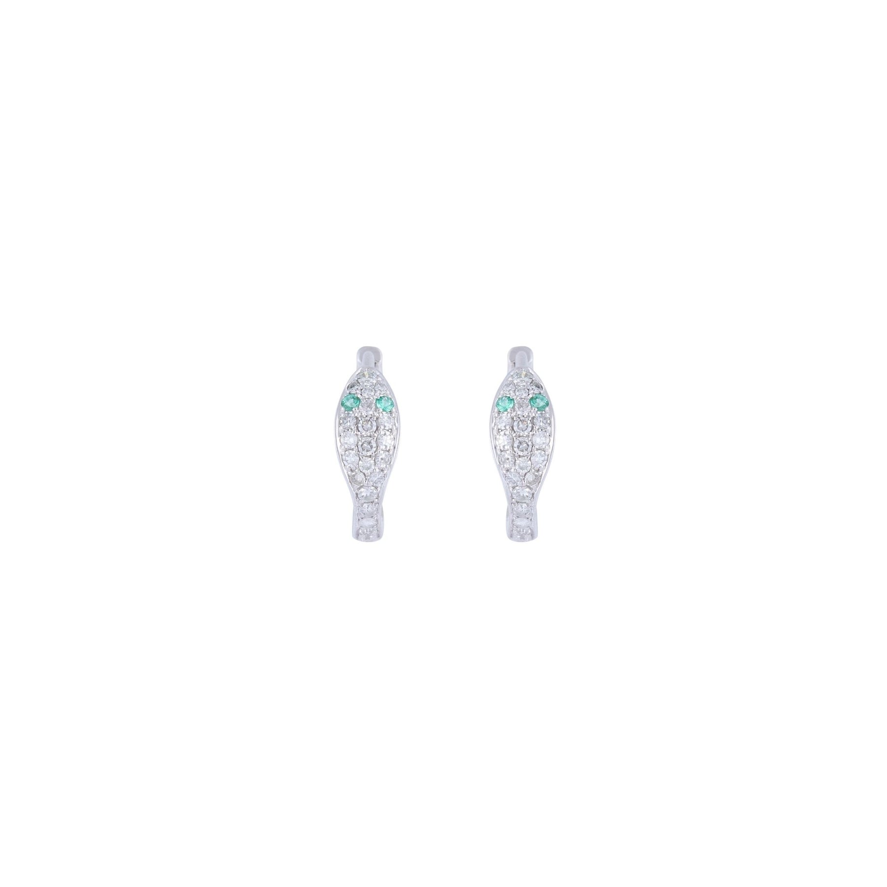 Mini Snake White Gold Diamond Hoops