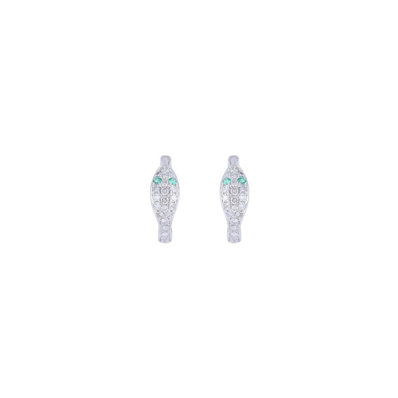 Mini Snake White Gold Diamond Hoops
