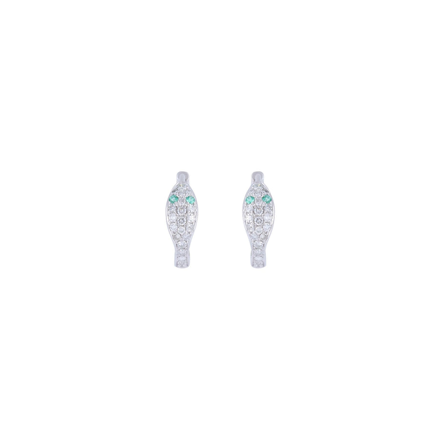 Mini Snake White Gold Diamond Hoops