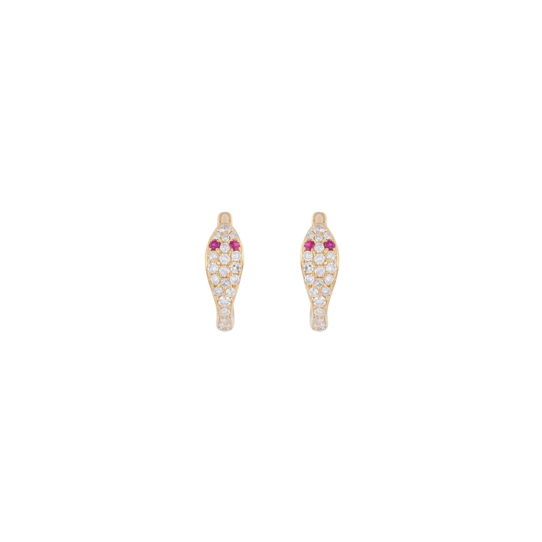 Mini Snake 18K Gold Ruby Hoops