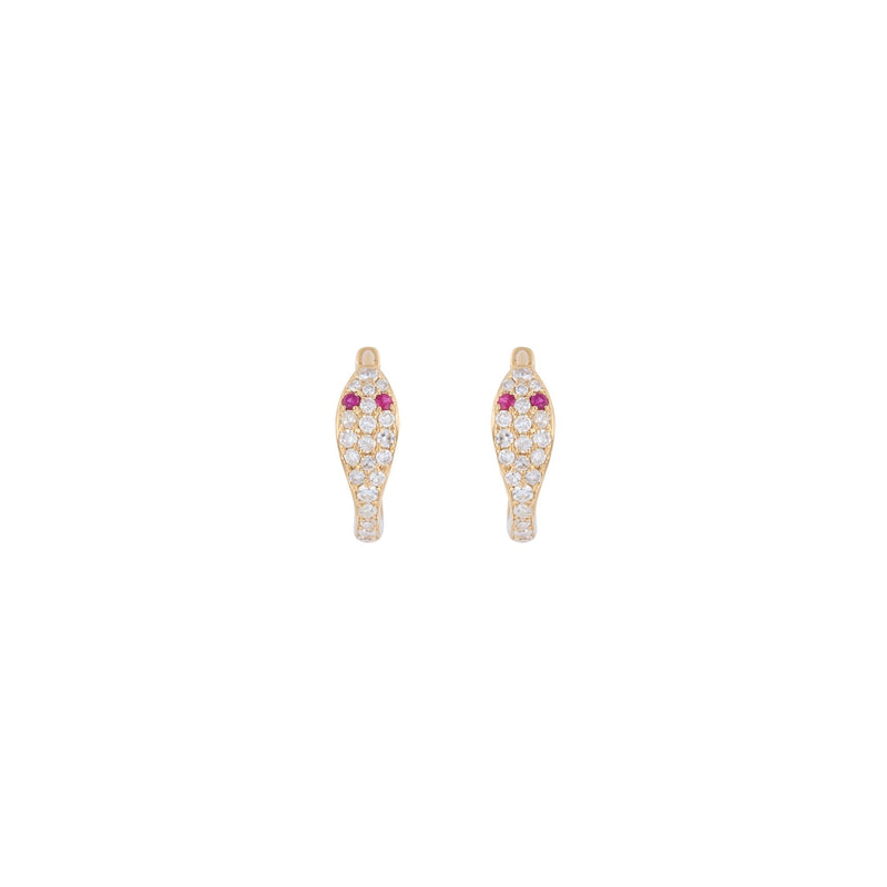 Mini Snake 18K Gold Ruby Hoops