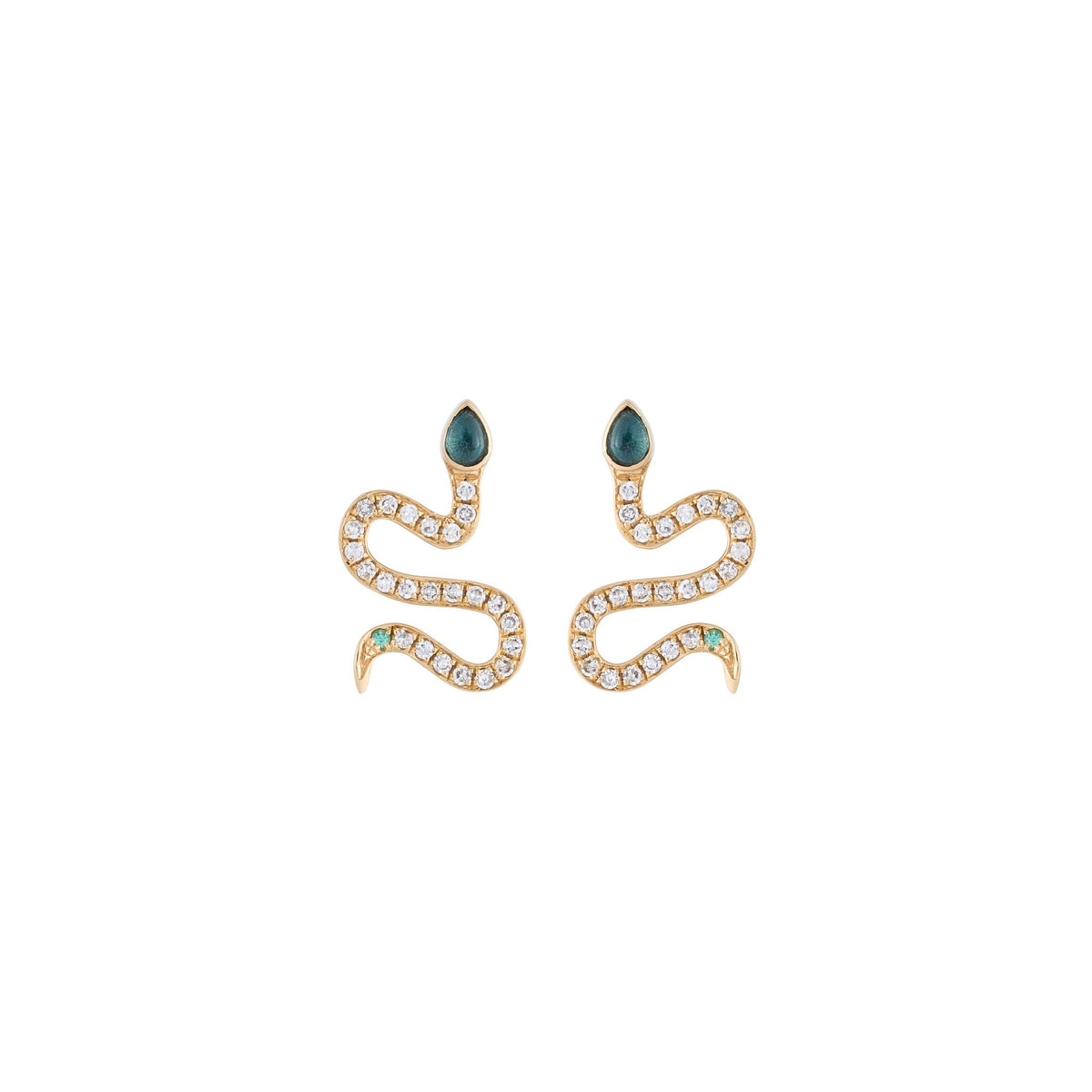 Mini Serpentine Snake 18k Gold London Blue Topaz Earrings