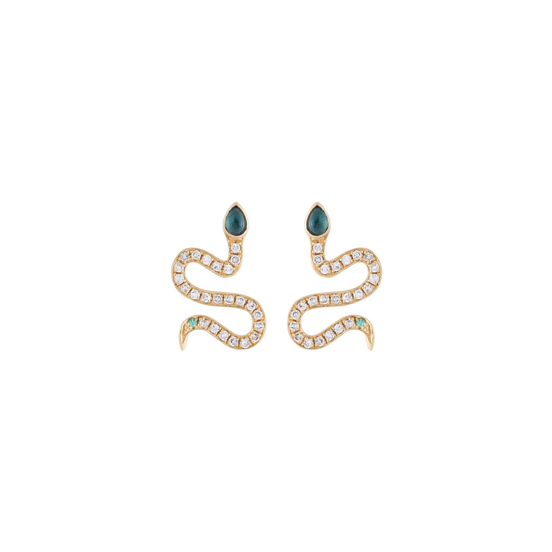 Mini Serpentine Snake 18k Gold London Blue Topaz Earrings