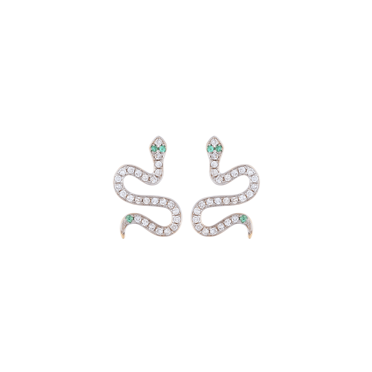 Mini Serpentine Snake White Gold Diamond Earrings