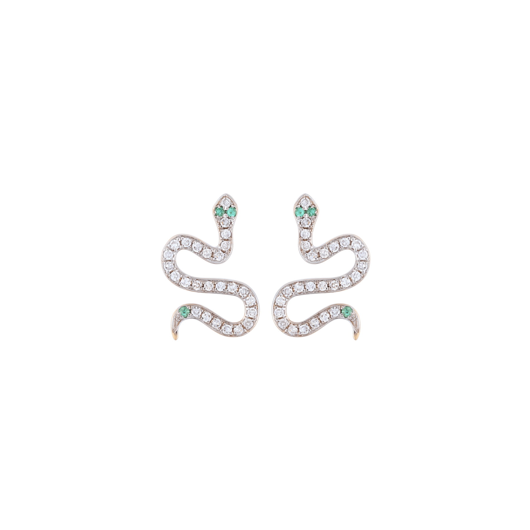 Mini Serpentine Snake White Gold Diamond Earrings