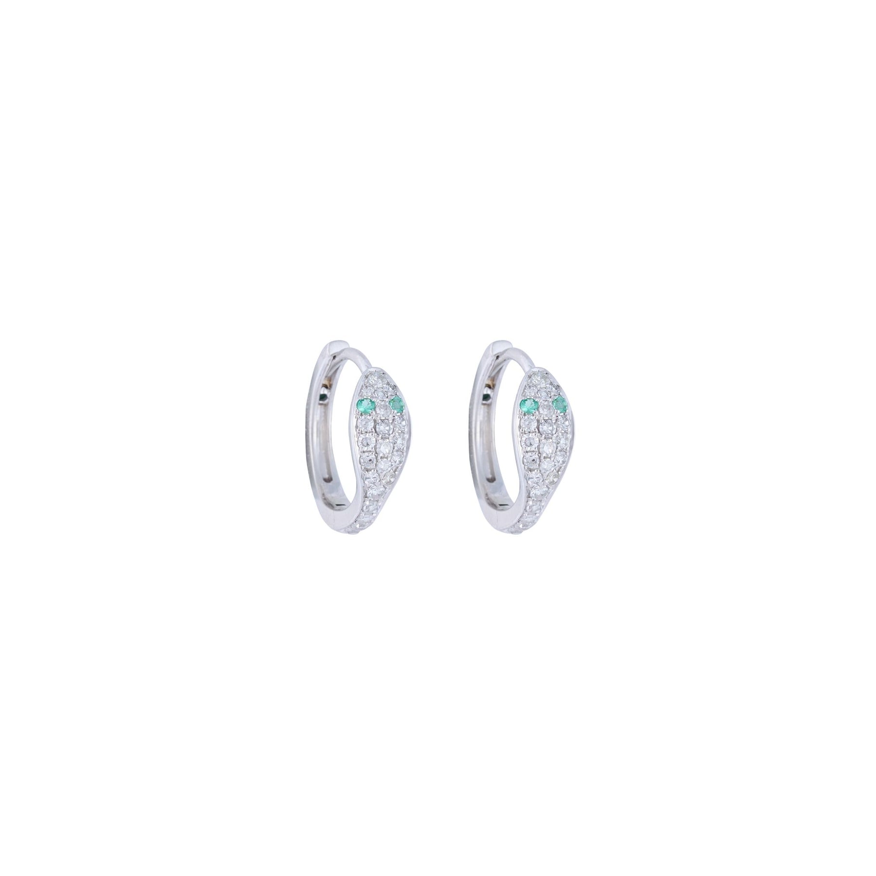 Mini Snake White Gold Diamond Hoops