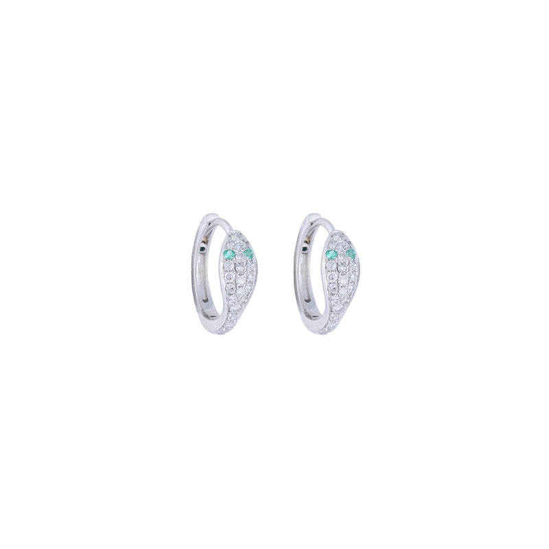 Mini Snake White Gold Diamond Hoops