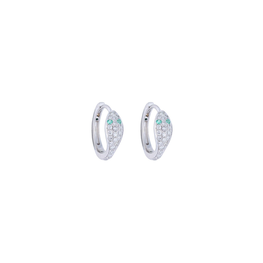 Mini Snake White Gold Diamond Hoops