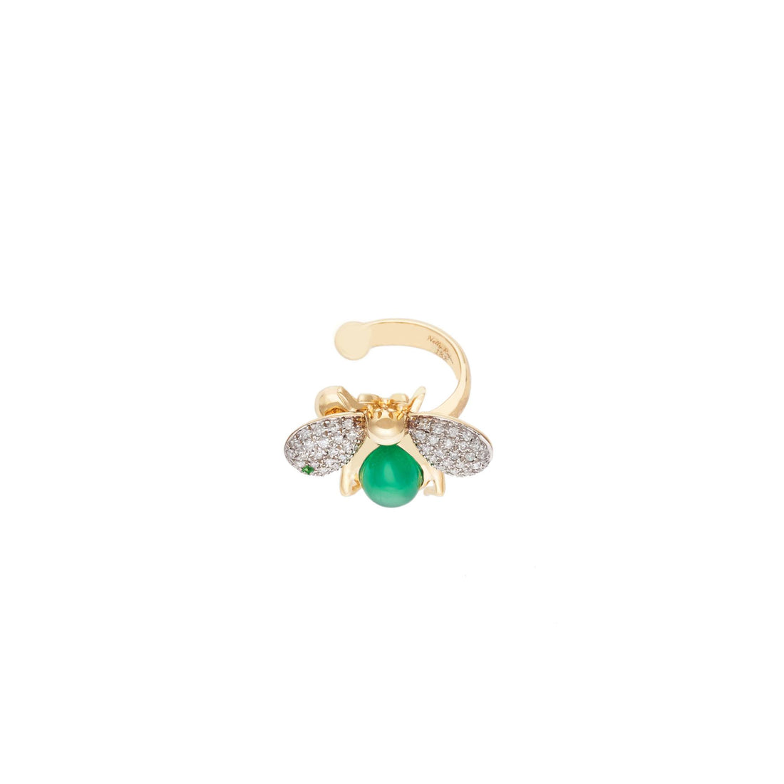 Abeja Real 18k Gold Green Jade Ear Cuff