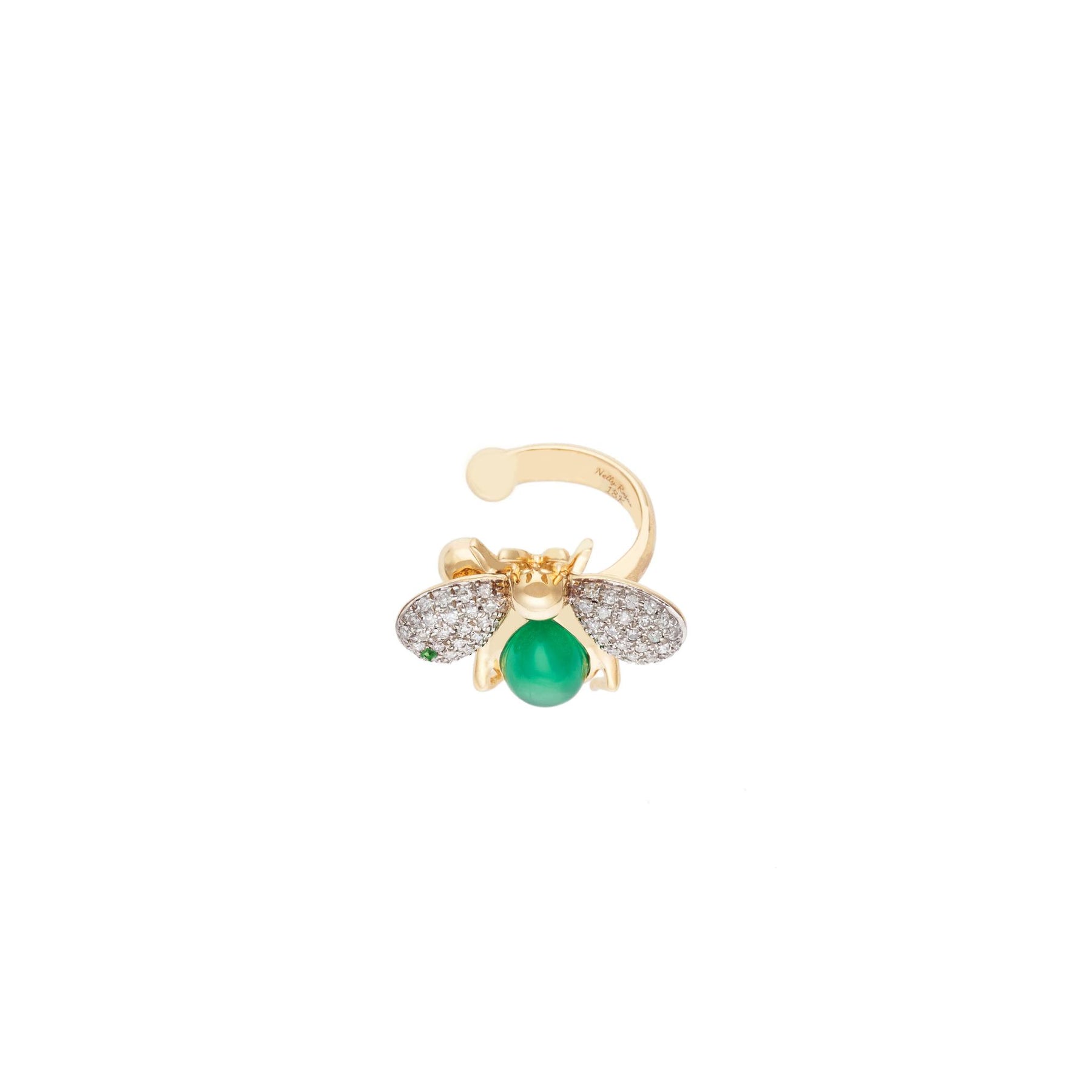Abeja Real 18k Gold Green Jade Ear Cuff