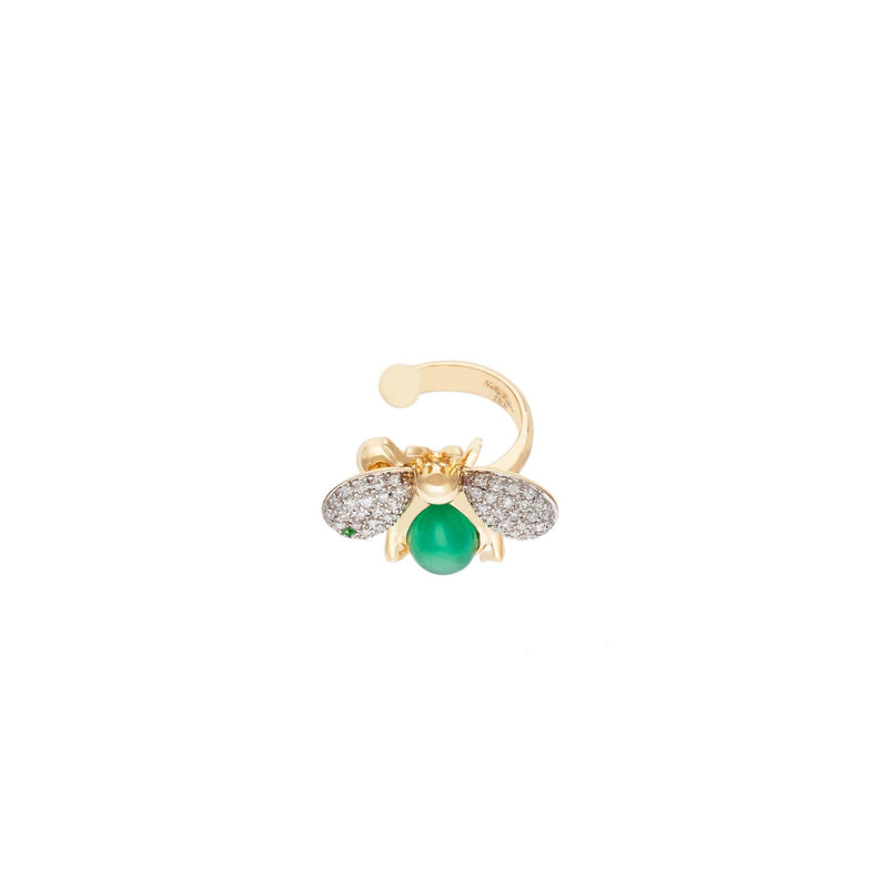 Abeja Real 18k Gold Green Jade Ear Cuff