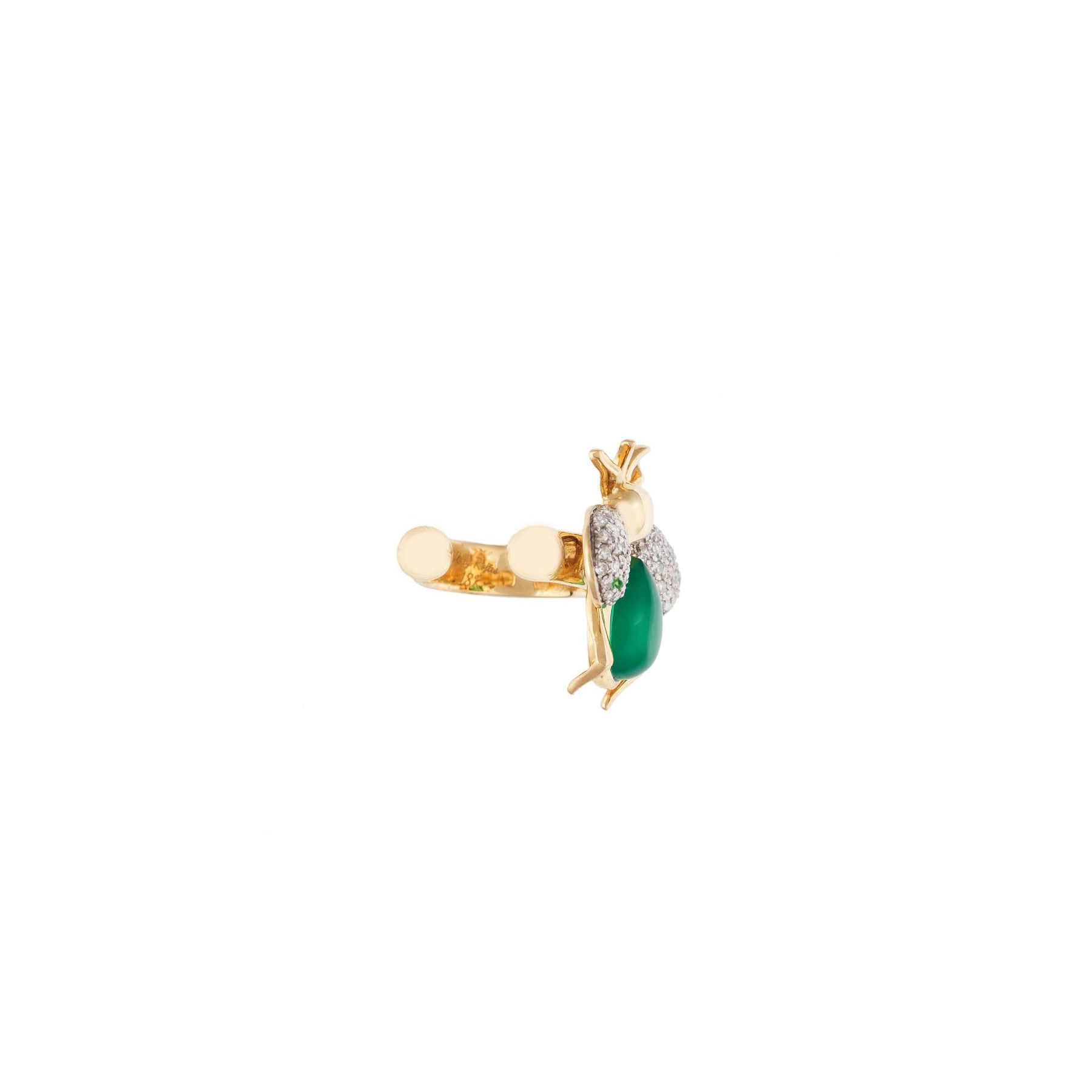 Abeja Real 18k Gold Green Jade Ear Cuff