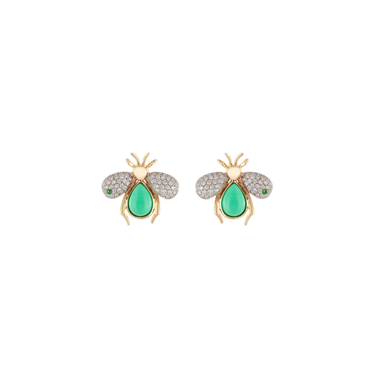 Abeja Real 18k Gold Green Jade Earrings