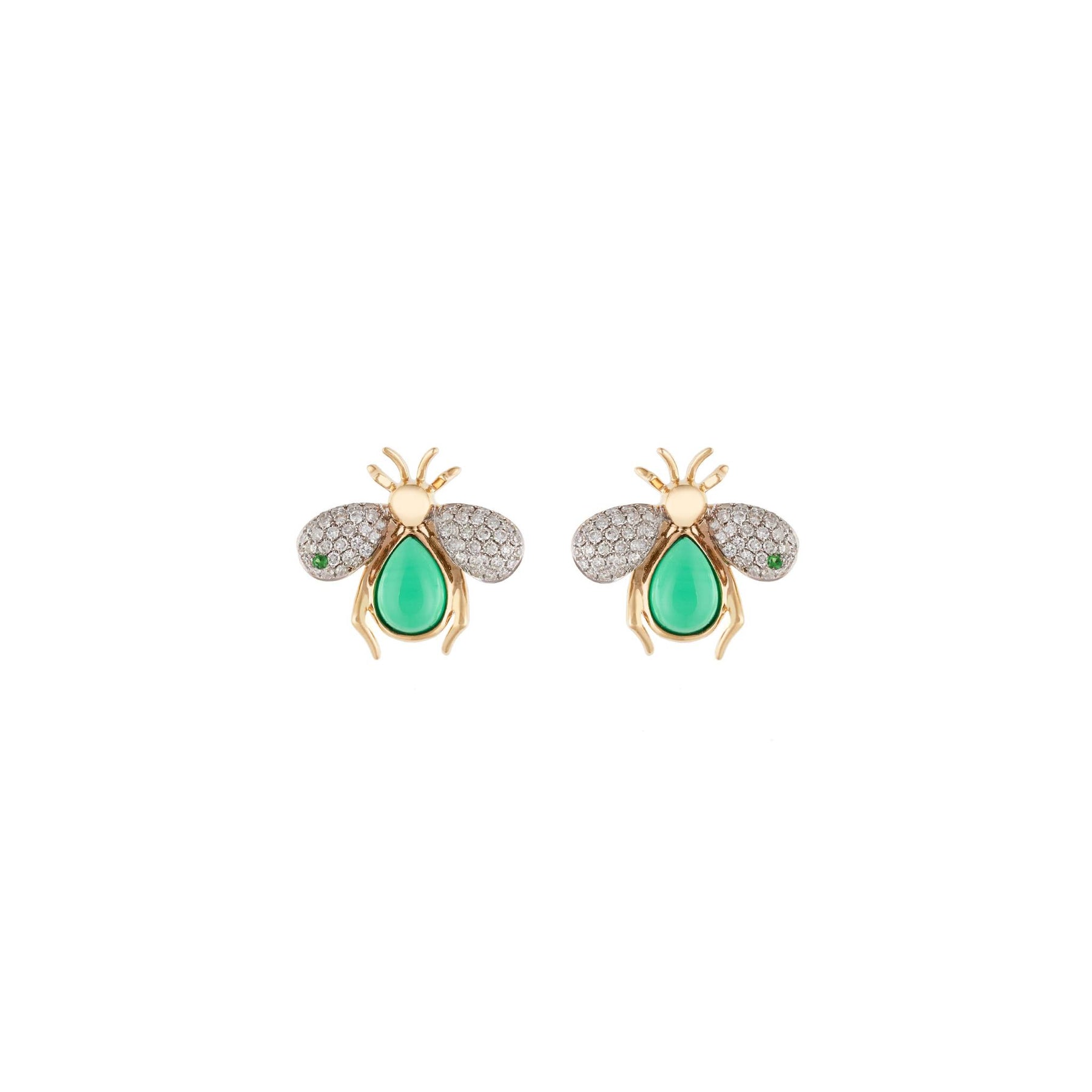 Abeja Real 18k Gold Green Jade Earrings