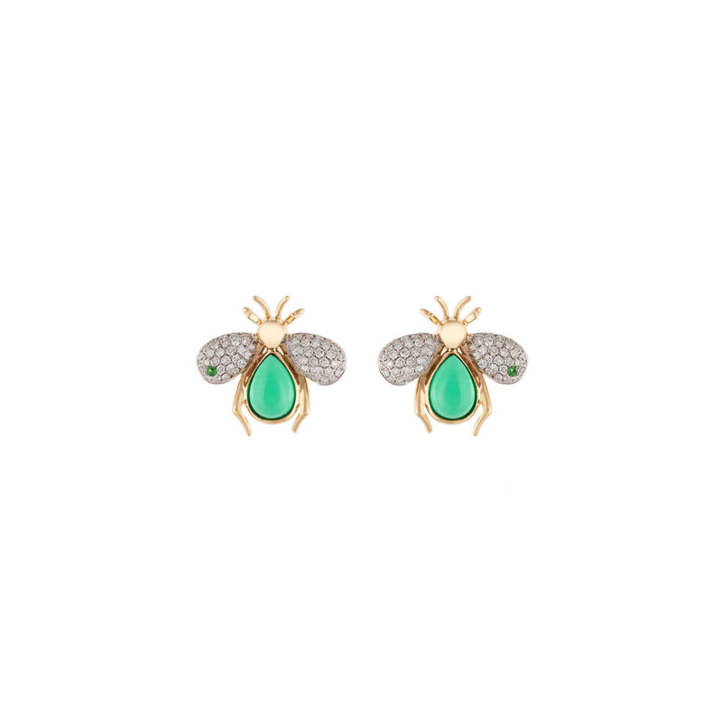 Abeja Real 18k Gold Green Jade Earrings