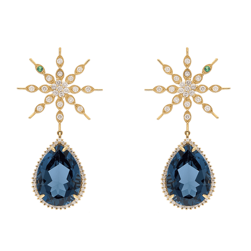 Eternity 18k Gold London Blue Topaz Earrings