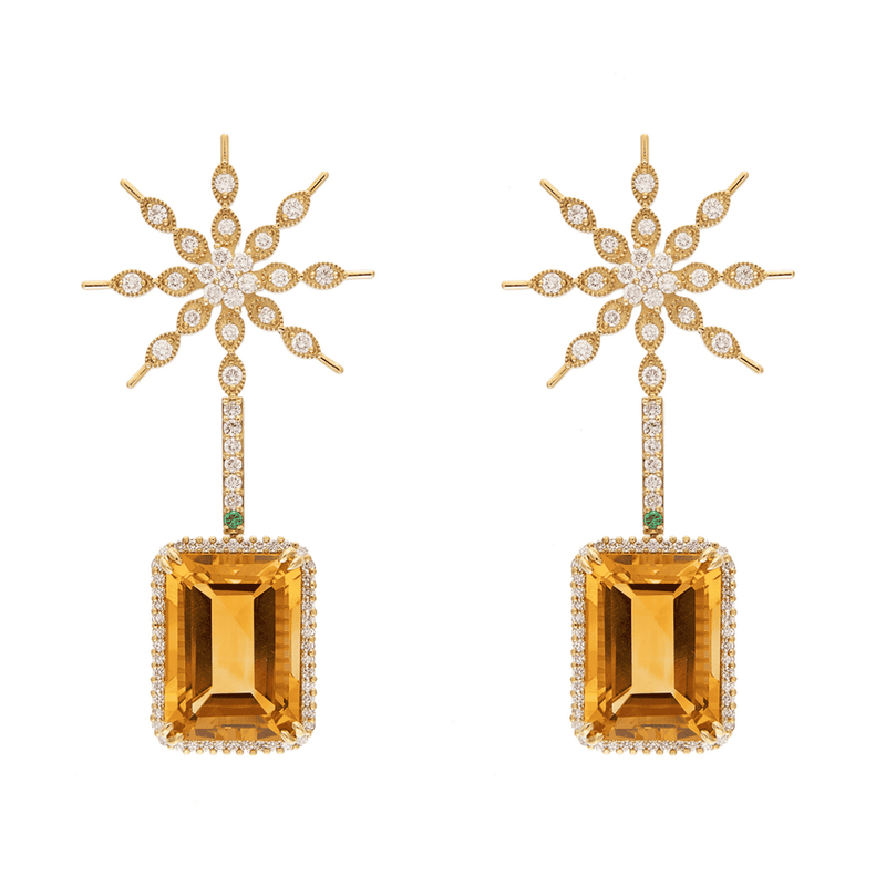 Eternity 18k Gold Citrine Earrings