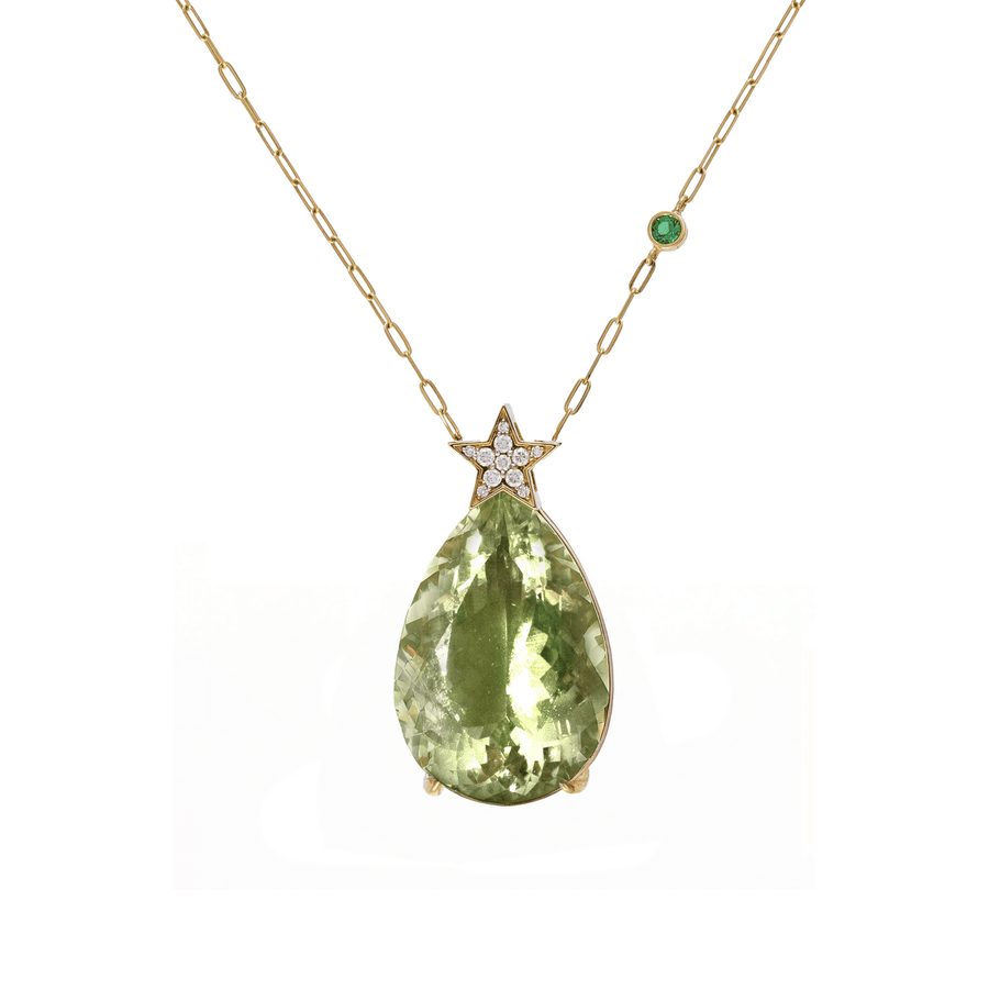 Hada One Star 18k Gold Green Amethyst Necklace